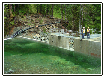 The intake site of the Canoe Creek Hydropower plant